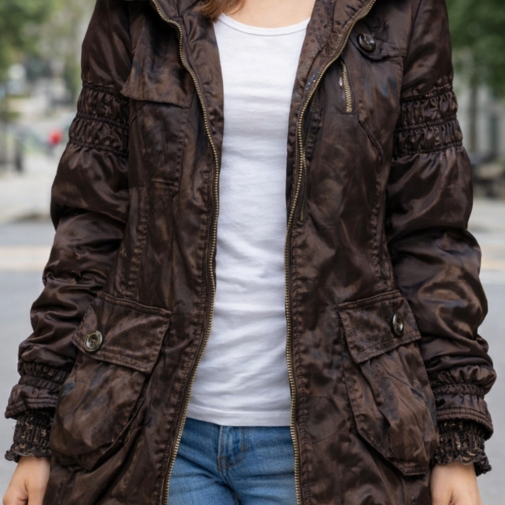 Sportalm Dark Brown Hooded Ski Jacket NWOT Size 40 - Picture 7 of 16
